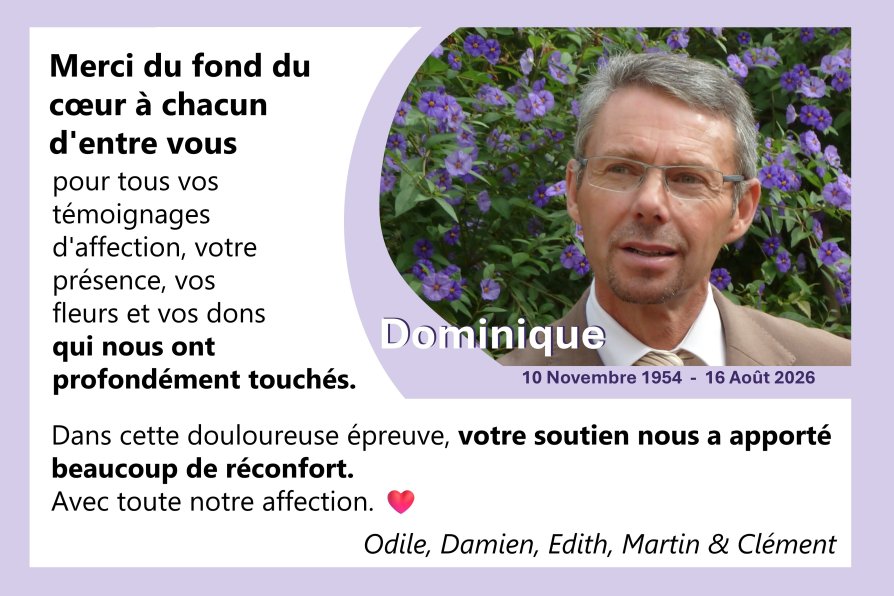 REMERCIEMENTS de la famille Chouteau Odile